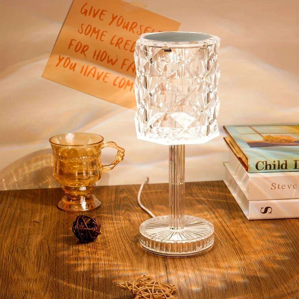 1PC Three color USB Plug Adjustable Romantic Diamond Atmosphere Bedroom Desktop Decorative Crystal Lamp H260225