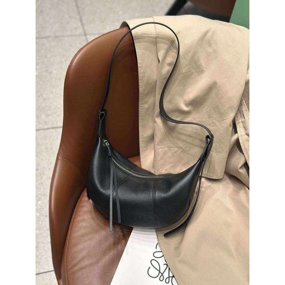 Luxury Shoulder Bags Totes Natural Distressed Top Grain Cowhide Shoulder And Crossbody High End Genuine Underarm Dumpling Bag Soft Leather Simple Wome