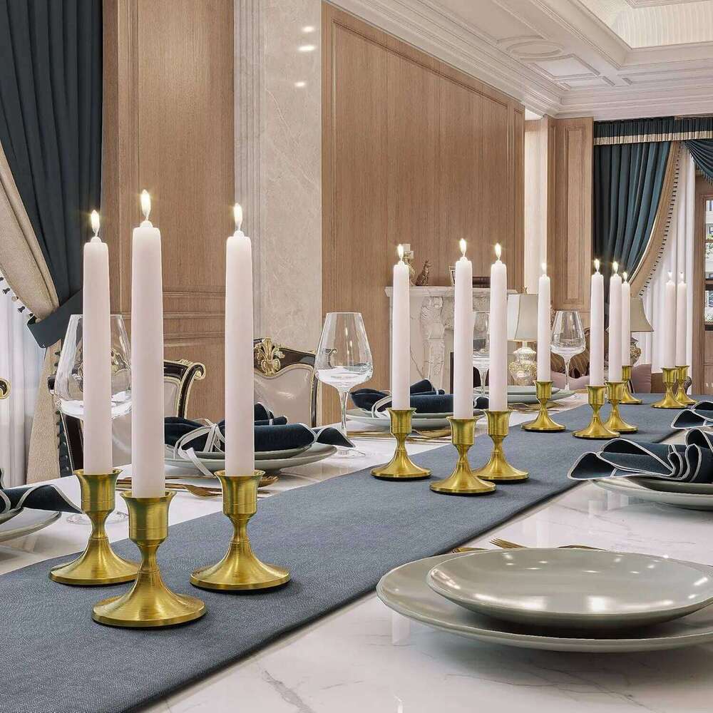 1/4Pcs Vintage Iron Taper Candlestick Gold Silver Candle Holder Christmas Birthday Party Wedding Dinner Table Centerpiece W260226