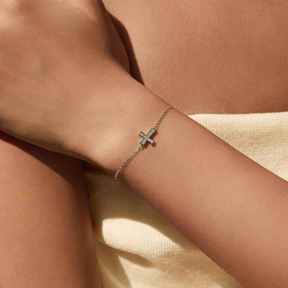 MODIAN D Color VVS1 Sparkling Moissanite 925 Sterling Silver Classic Simple Cross Link Chain Bracelet For Women OL Fine Jewelry Z260225