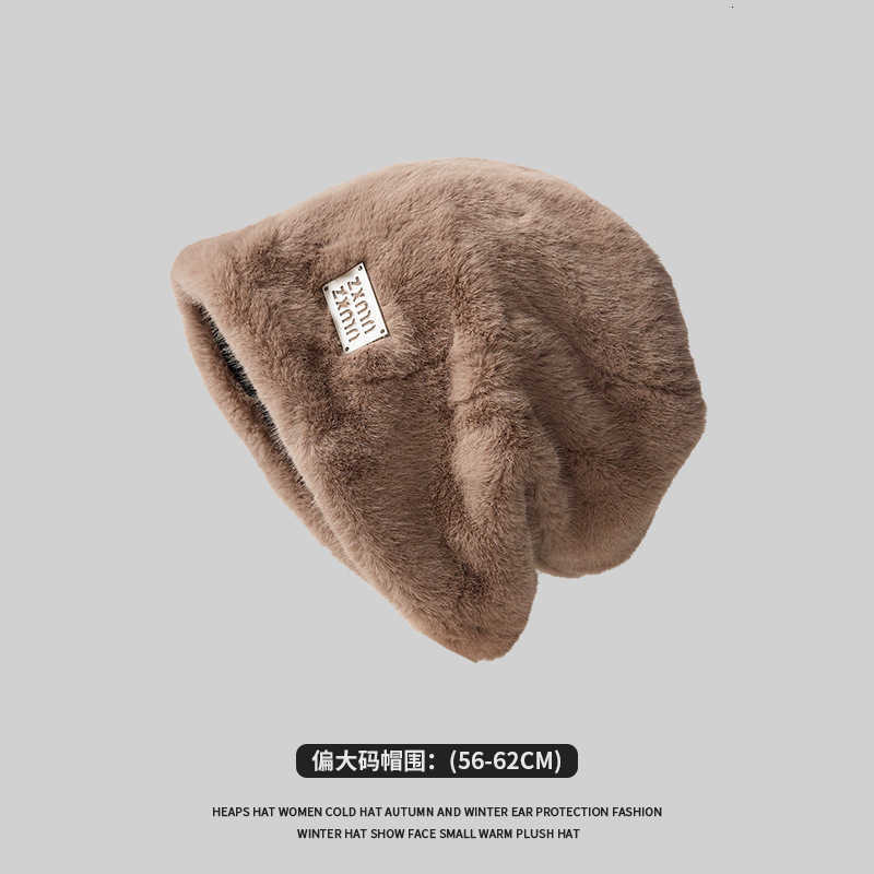 Rabbit Fur Pile Hat for Women Winter Warm Face Covering Cold-Proof Plush Fisherman Hat Large Head Circumference Postpartum Cold Hat S260225