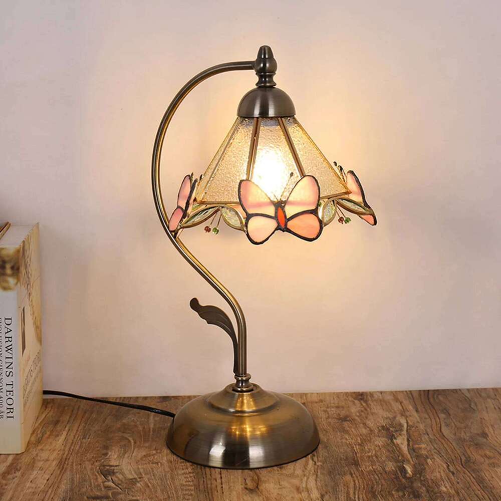 Modern minimalist bedroom bedside study lamp, hotel creative butterfly glass decorative desk lamp H260225