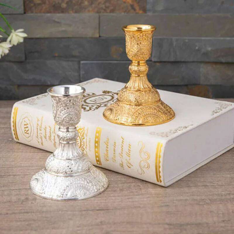 2pc European Style Metal Candlestick Candles Holders Gold Silver Dropshipping Wedding Ramadan Eid Religion Decorations Home W260226
