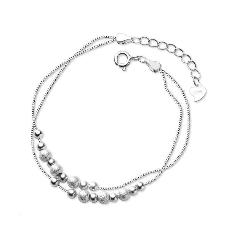 Modian Fashion Double Box Chain for Women Frosted Ball and Light Beads Sterling Silver 925 Bracelet Fine Jewelry 2020 Design Z260225