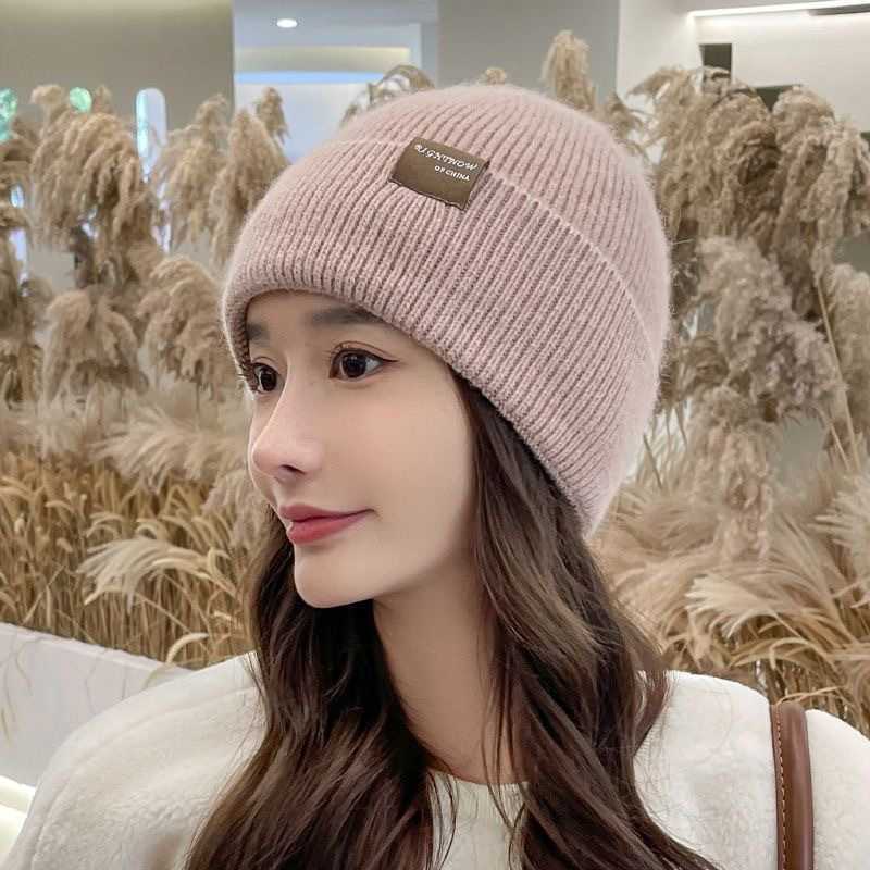 Thick Knitted Wool Hat for Women Winter Warm Fleece Pullover Hat Cold and Windproof Head Wrap Hat Ear Protection Hat S260225