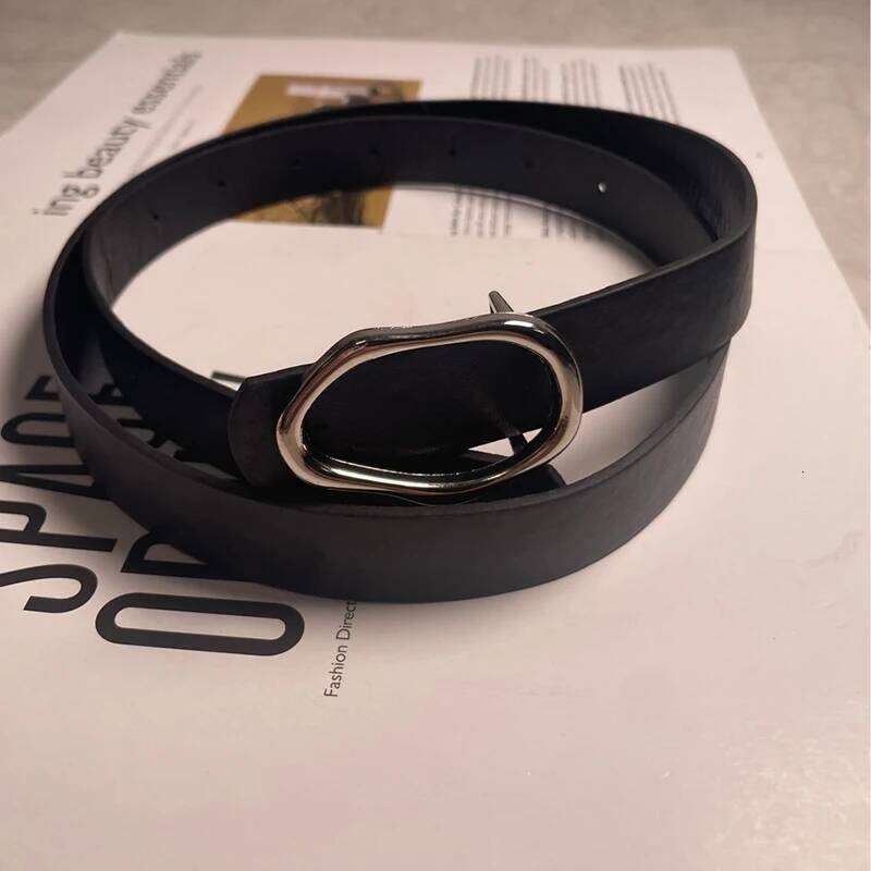 New Irregular Snap-buckle Slim Versatile Black Belt for Jeans Suit Dress Accessories Decoration Y260225