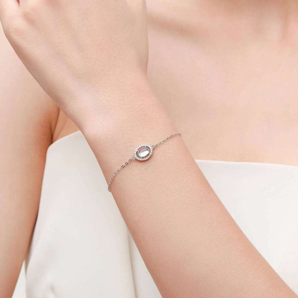 MODIAN Genuine 925 Sterling Silver Luxury Elegant Oval Natural Moonstone Chain Bracelet For Women Romantic Simple Fine Jewelry Z260225