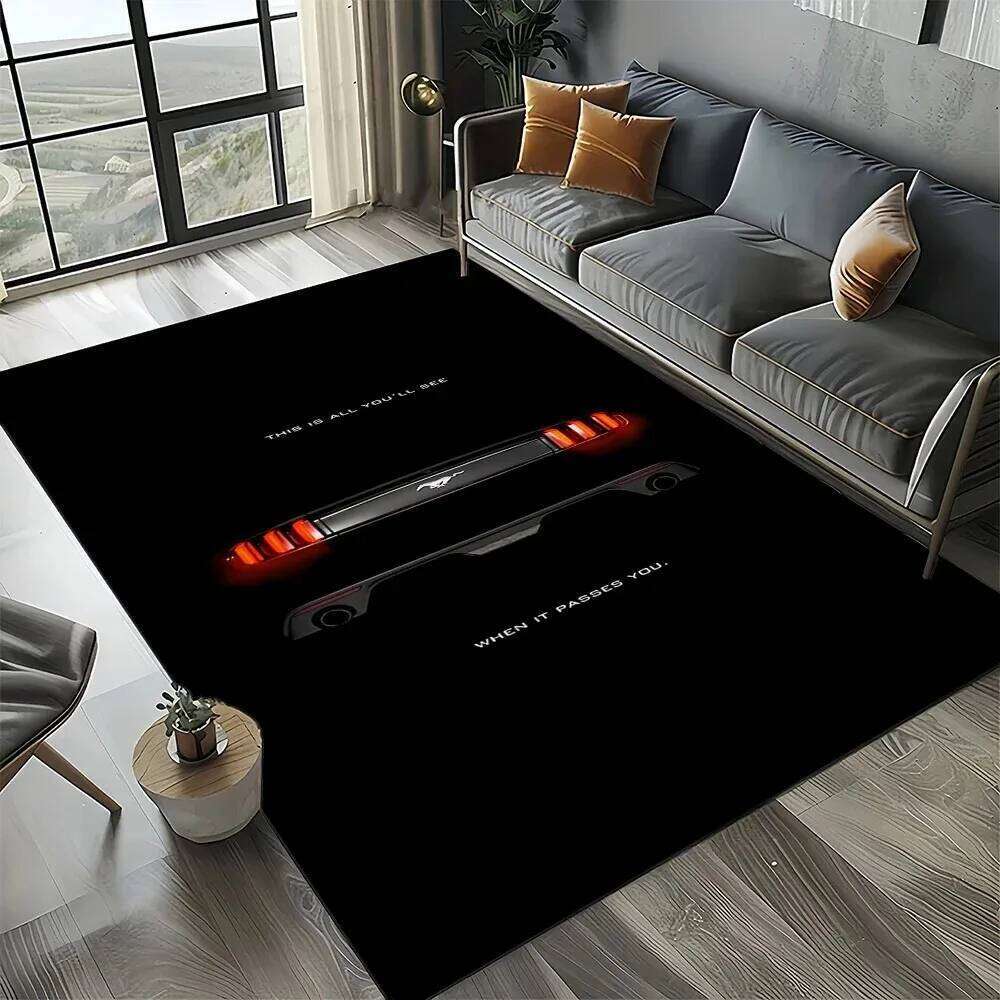3D F-Ford Mustang Racing Car Motorcycle Carpet for Living Room Bedroom Home Sofa Decoration,Kid Area Rug Non-slip Floor Mat W260226