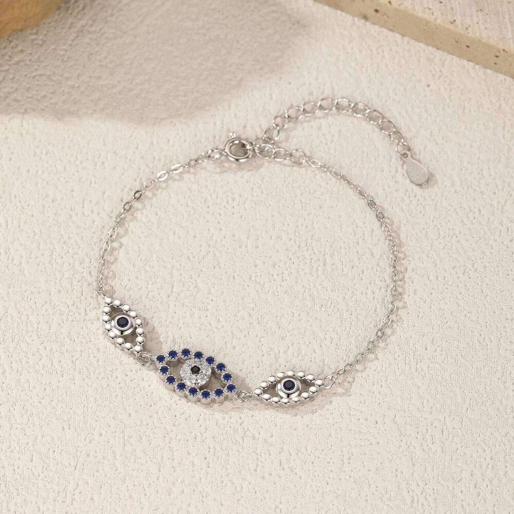 MODIAN 925 Sterling Silver Hollow Blue Zirconia To Eyes Bracelet Fashion Link Chain Bracelets For Women Vacation Jewelry Z260225