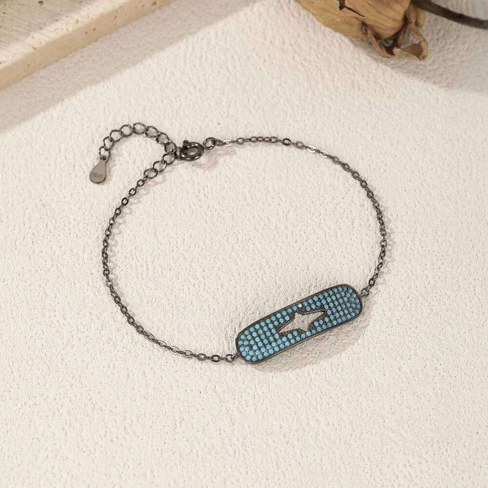 MODIAN Original Hollow Starlight 925 Sterling Silver Turquoise Black Punk Link Chain Bracelet For Women Fine Jewelry Z260225