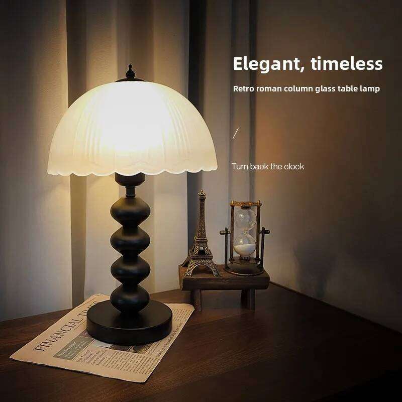 French Retro Bedroom Medieval Glass Homestay Chinese Study Small Desk American Light Luxury Bedside Lamp H260225