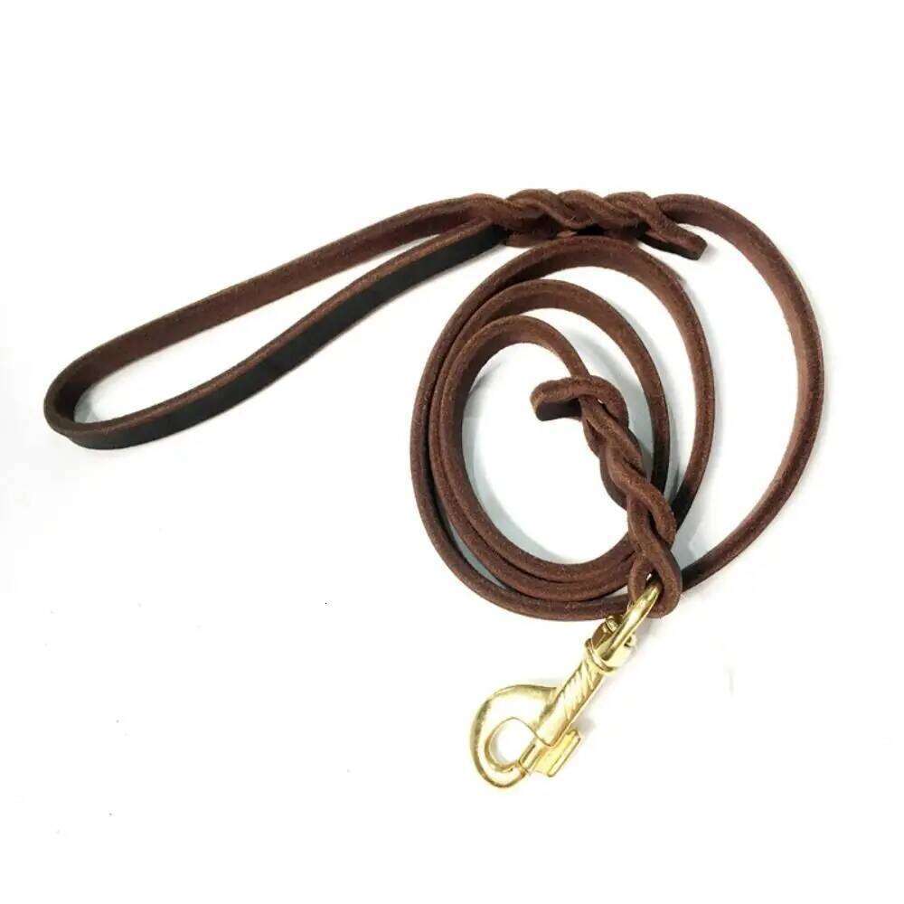 With Copper Hook Leather Braided Leash Products Long Soft Dog Traction Rope Durable Brown Medium Large Pet