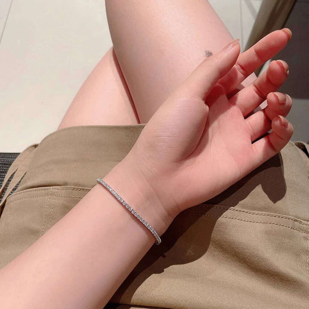 YLMyself Pure 925 Tennis Bracelet 2mm Cubic Zirconia Pave 15/16/17/18CM Real Sterling Silver Anniversary Gift Jewelry Z260225