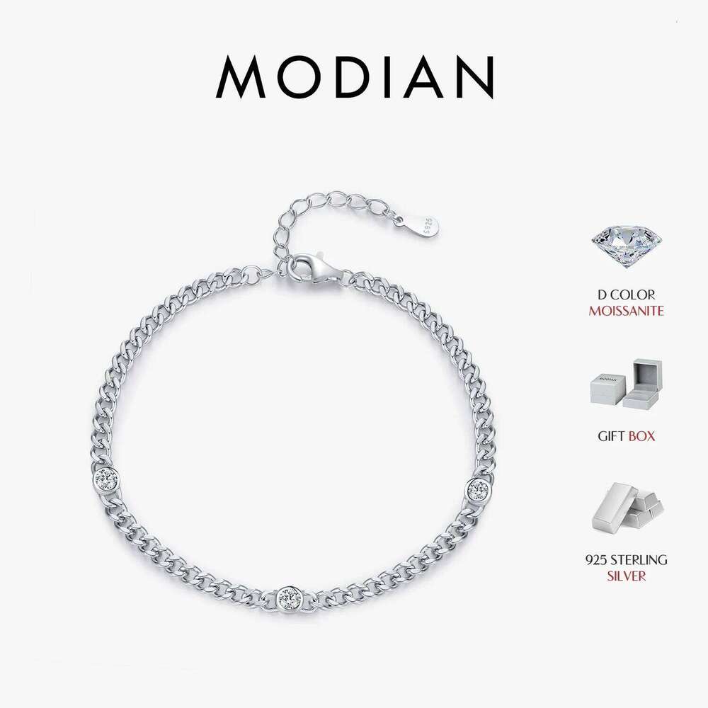 MODIAN White Gold Plated D Color Round Moissanite Twisted Bracelet 925 Sterling Silver VVS1 Dainty Adjustable Jewelry Gifts Z260225