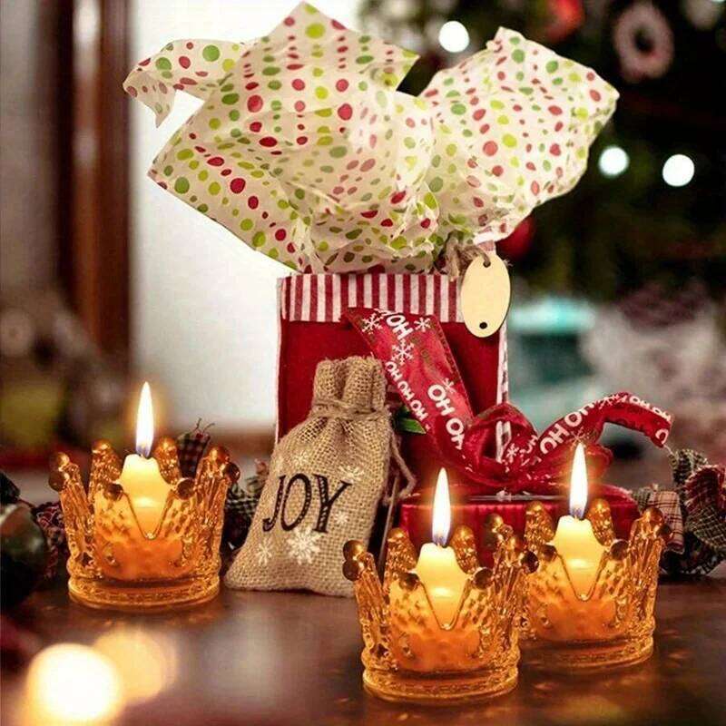 1PC European Crystal Crown Glass Tealight Candle Holder Ring Scented Candlestick Home Decoration W260226