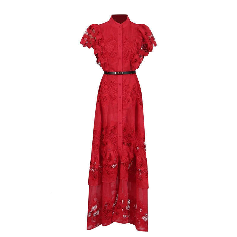 2026 new European and American niche goddess style design with flowing sleeves and hollowed out large hem long skirt