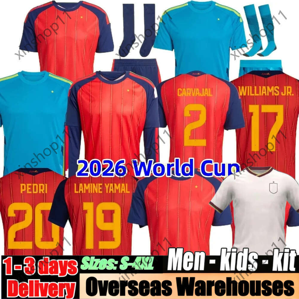 Spain Jersey 2026 World Cup Soccer Jerseys PEDRI GAVI LAMINE YAMAL MORATA Carvajal OLMO FERRAN RODRIGO SPANISH Men Kid Kit Football Shirt 2027 Camiset