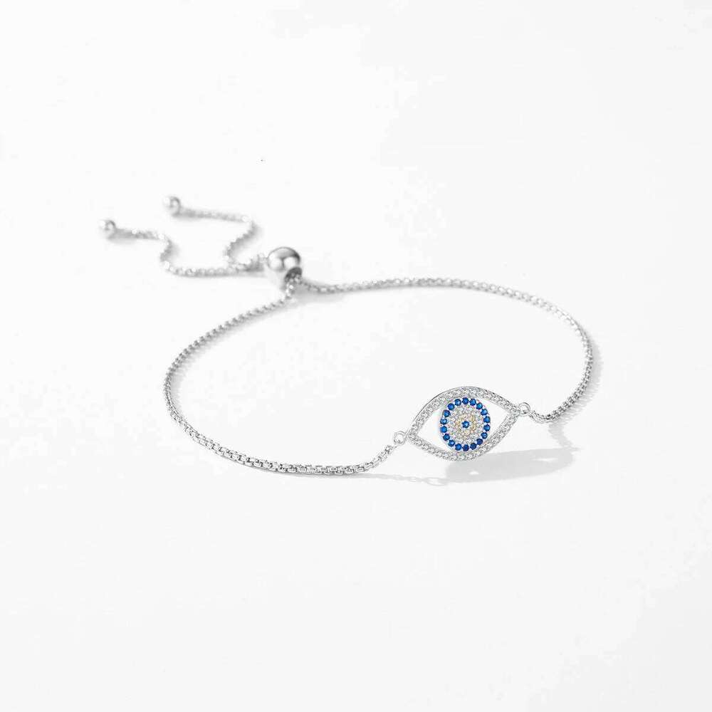 MODIAN 925 Sterling Silver Big Blue Eyes Basic Bracelet Fashion Style Braided Adjustable Chain Link For Women Anniversary Gift Z260225