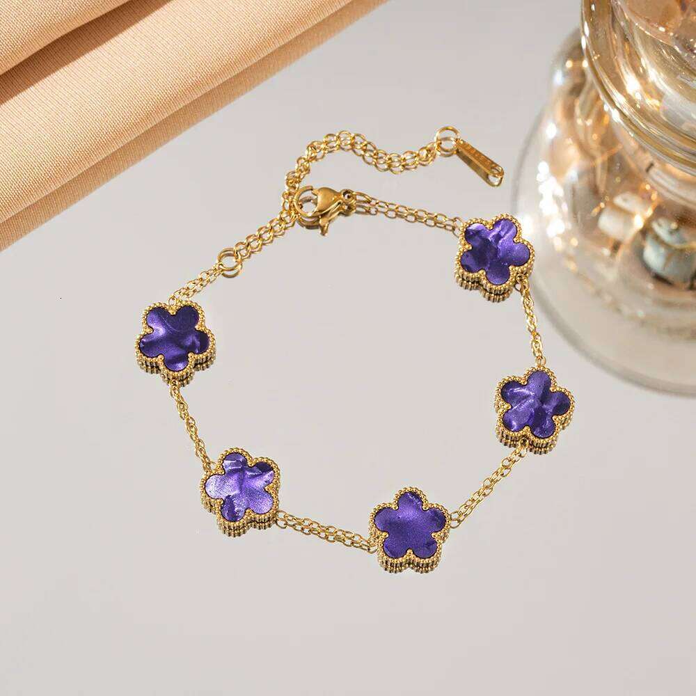316L Stainless Steel Lucky Five-Petal Flower Bracelet For Woman Stylish Plum Blossom Five-Leaf Clover Party Exquisite Jewelry Z260225