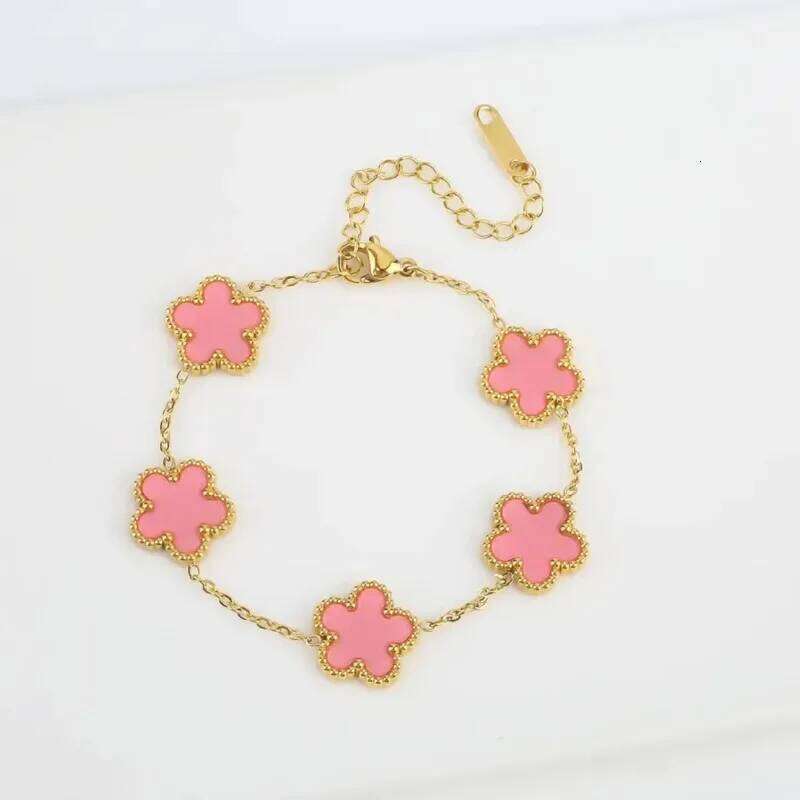 1pc Luxury Stainless Steel Women, Double-sided Five Leaf Flower Bracelet for Women Clover New Fashion Jewelry Gifts Z260225