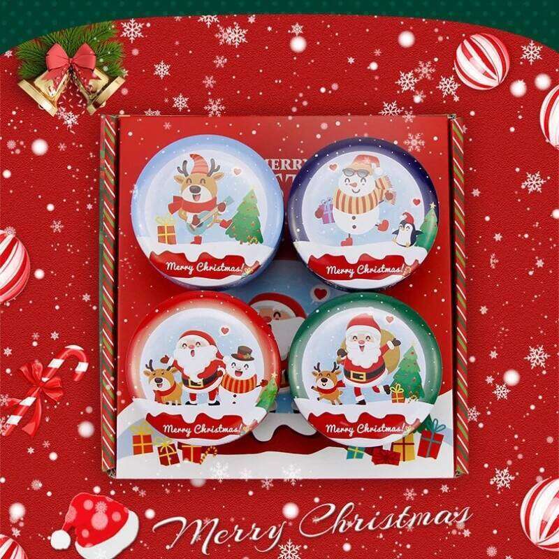 Y 4Pcs/Box Scented Candles Set Patterns Fragrance Jar DIY Smokeless Soybean Wax Candle for Kids Christmas Gift W260226