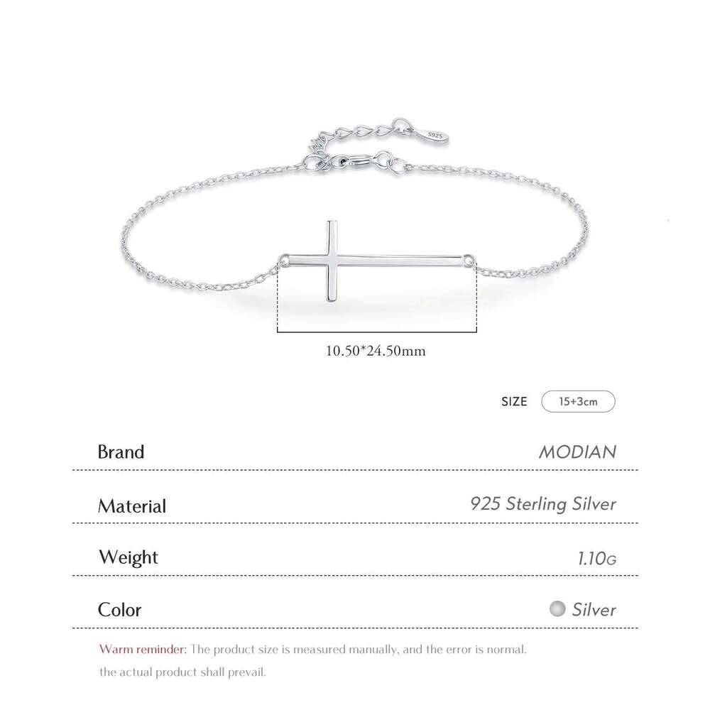 Modian 100% 925 Sterling Silver Classic Simple Cross Religious Adjustable Bracelets Chain For Women Fine Jewelry Accessories Z260225