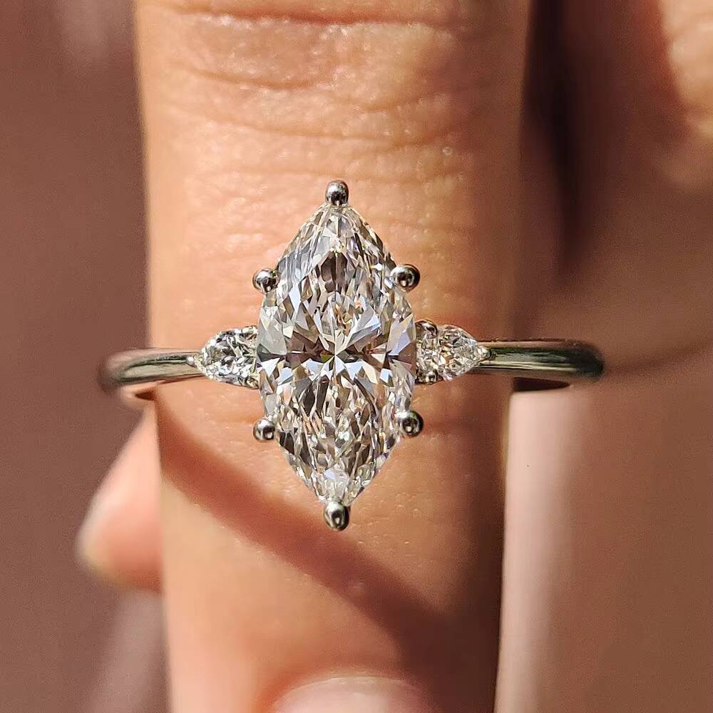 Lab Grown Diamond Ring D Color CVD 1CT 2CT 3CT IGI Marquise Engagement Wedding 14K 18K Solid White Gold Women Jewelry