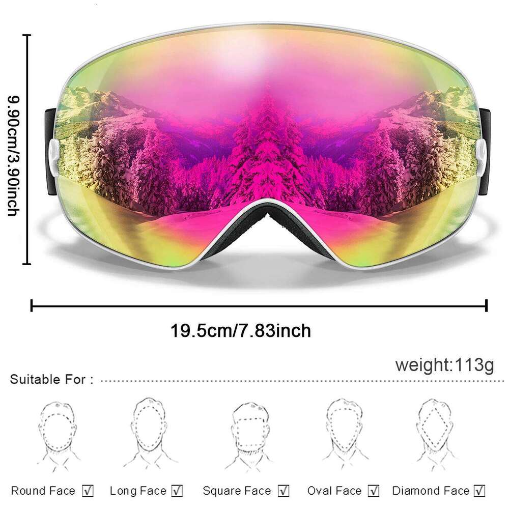 Ourdoor Sports Teen Men Women Ski Goggles-Anti-fog UV400 Eyewear, Christmas New Year Gift, Free Black Lens and Optical Frame Z260225