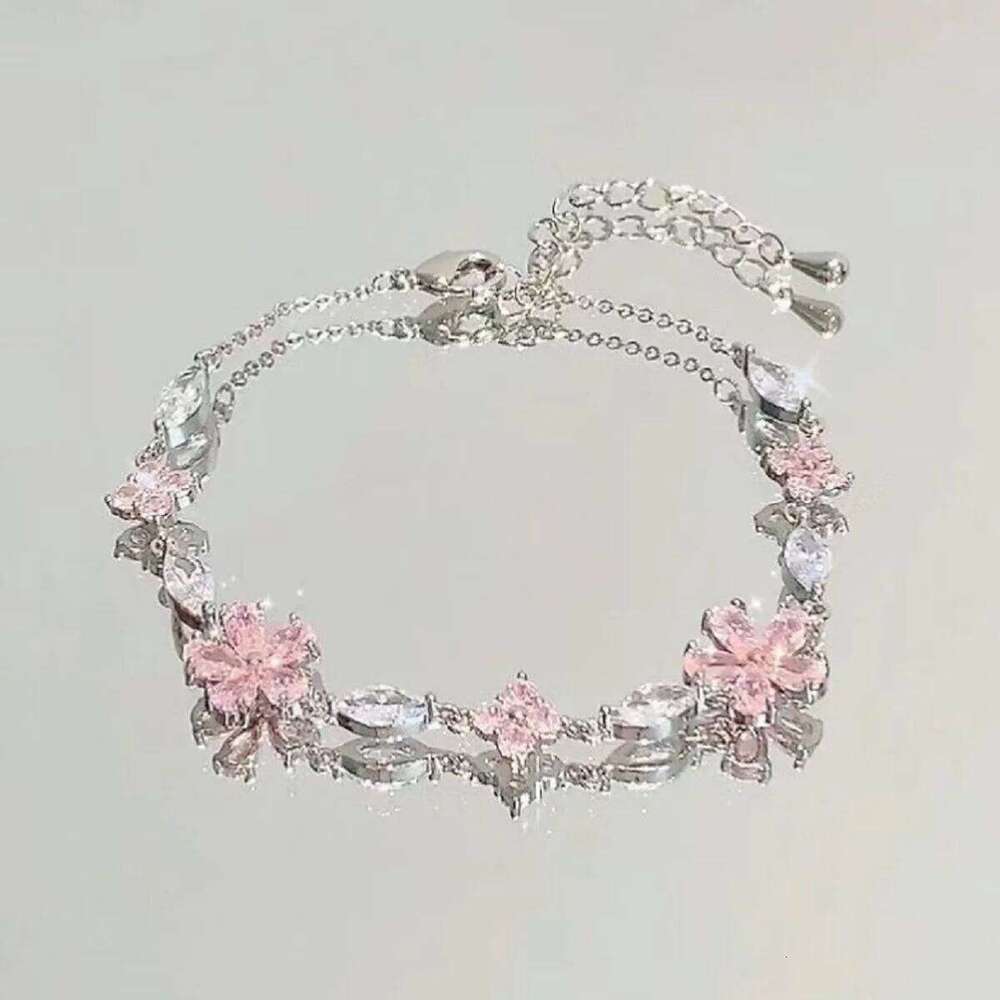 Sparkling Cherry Blossoms Butterfly Women's Fashion Temperament Wave Moon Flower Adjustable Bracelet Wedding Jewelry Z260225