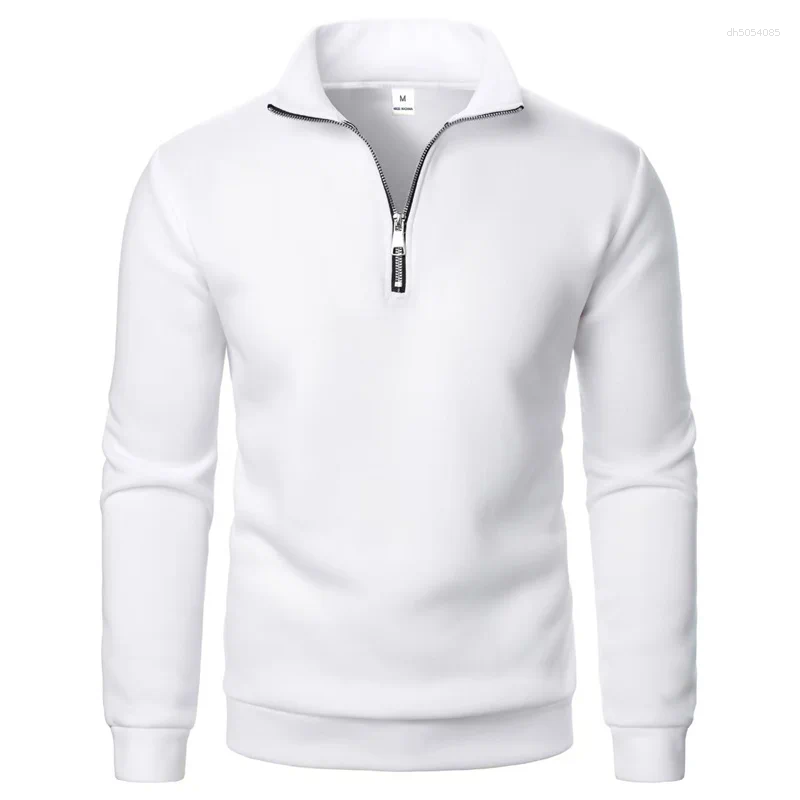 Men's Polos Spring Autumn Casual Soft Fleece Half Zipper Stand Collar Sweatshirt Trend Simple Slim Men Pullover Long Sleeve Tops