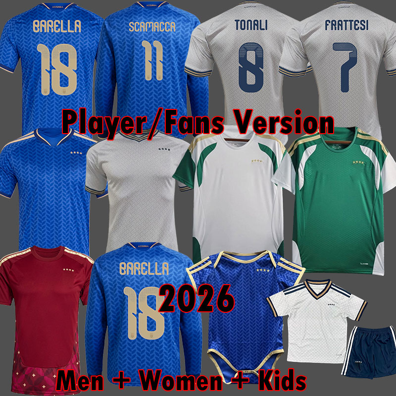 2026 ItalyS soccer Jerseys BARELLA DIMARCO 26 27 125 Anniversary Special football shirts Italia Women's Shirts GIRELLI Player Version Men Kids kits 3XL 4XL