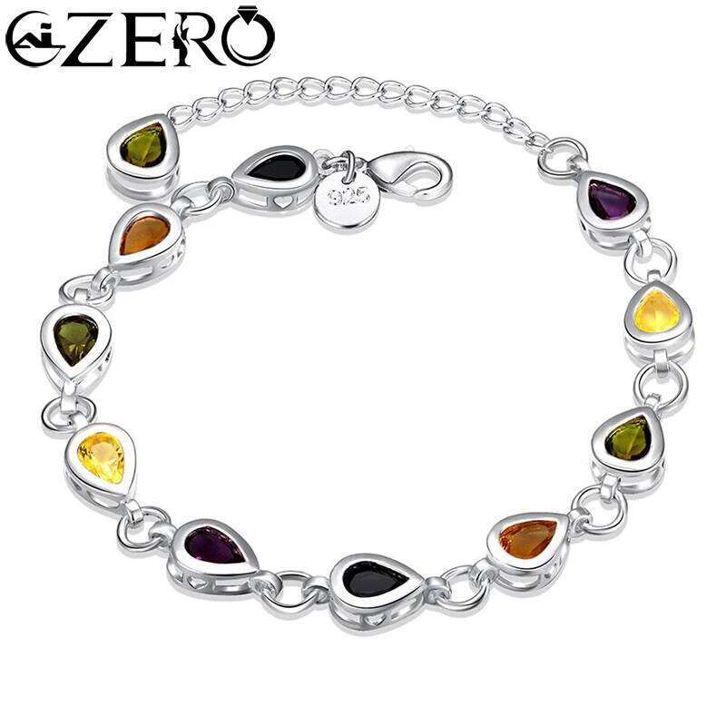 Wholesale 925 Sterling Silver Noble Charm Bracelets Zircon Chain Crystal Jewelry Fashion for Women Wedding Lady Cute Z260225