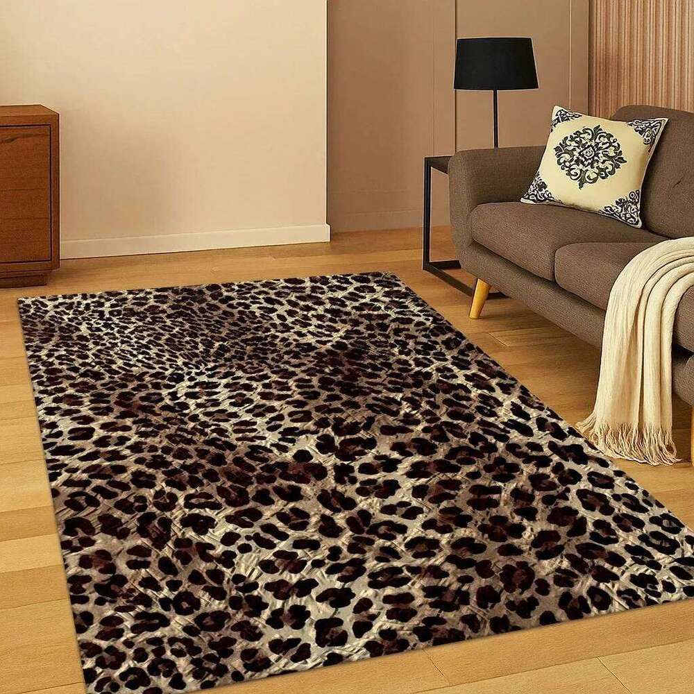 3D Leopard Print Tiger Stripe Carpet Rug for Playroom Bedroom Living Room Sofa Doormat Decor, Kid Game Non-slip Mat W260226