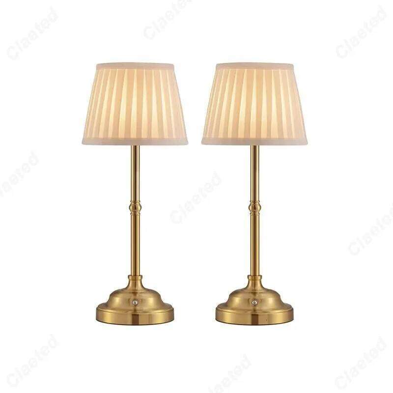 Creative LED Charging Touch Dimming Fabric Desk Bedroom Bedside Table Lamp High-end Atmosphere Small Night Light Lighting H260225