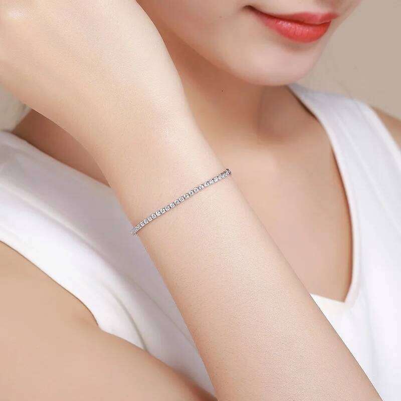 13.5-17cm 2mm Full CZ Chain Thin Tennis Bracelets For Women Girls Friend Brass White Gold Colour Jewelry Pulsera Bracciali Z260225