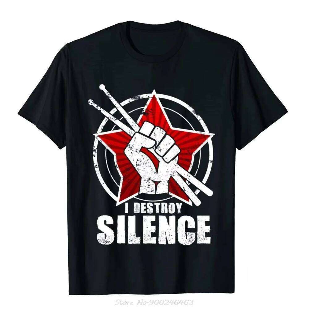 Summer I Destroy Silence – Funny Vintage Drums Drummer Gift Leisure Top Women T-Shirt Moto Biker T Shirt Men Oversized Tshirt H260226 Summer I Destroy Silence – Funny Vintage Drums Drummer Gift Leisure Top Women T-Shirt Moto Biker T Shirt Men Oversized Tshirt H260226