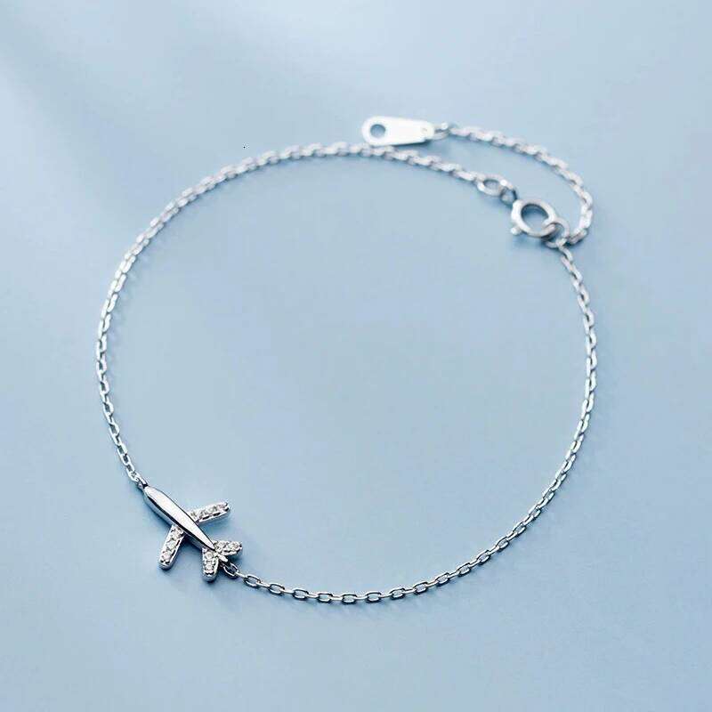 Modian Fashion 925 Sterling Sliver Luminous CZ Cute Mini Airplane Bracelet for Women Link Chain Korea Style Fine Jewelry Bijoux Z260225