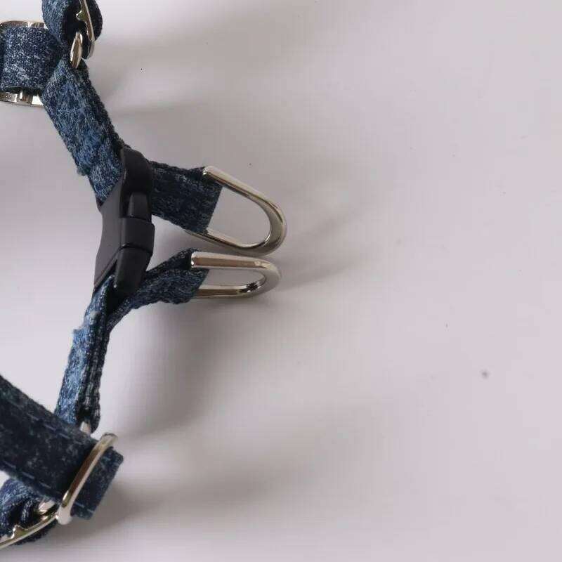 New Denim Dog Leash Set for Small and Medium Dogs Adjustable Harness Vest Pet Supplies Puppy Accessories