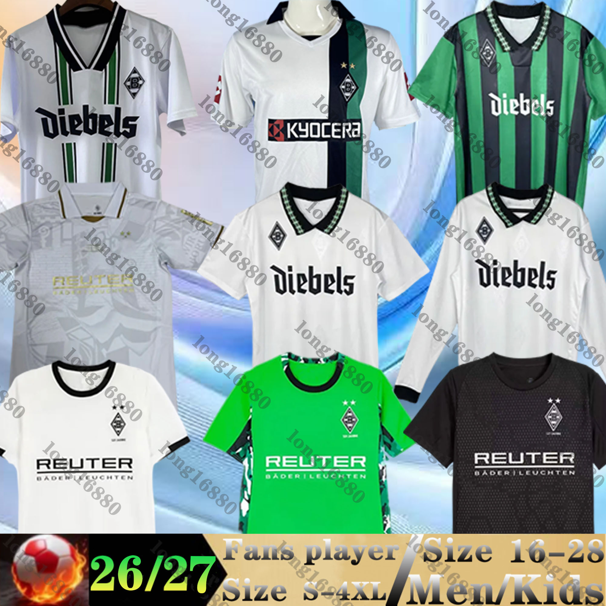 25 26 Borussia Monchengladbach soccer Jerseys Retro 95 96 97 08 09 Gladbach KONE ELVEDI PLEA home away MEN KIDS KIT BENSEBAINI GINTER THURAM 2025 2026 foootball Shirts