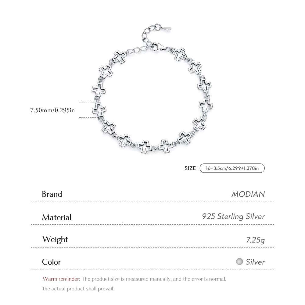 MODIAN 925 Sterling Silver Vintage Delicate Hallow Out Retro Cross Chain Stackable Bracelet For Women Men Unisex Fine Jewelry Z260225