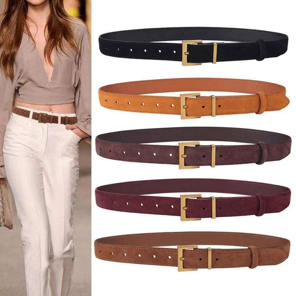 Women Luxury Design Suede Leather Belt Casual Versatile Business Waist Strap Trendy Pin Buckle Waistband Y260225