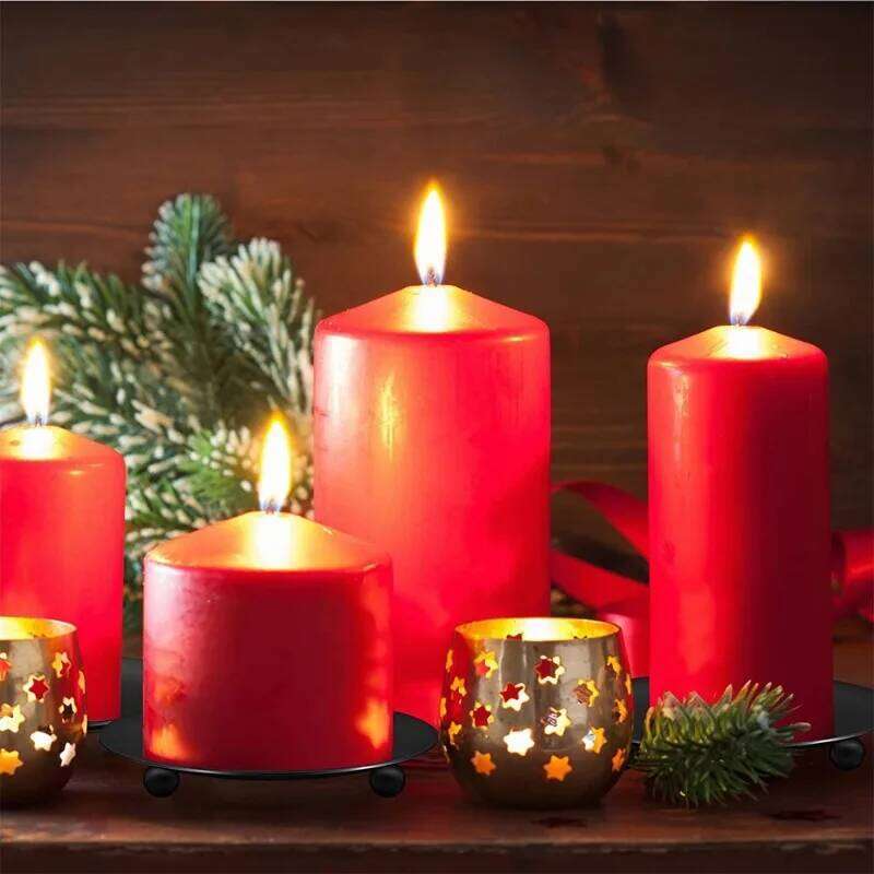 1Pc Black Holder Decorative Iron Pillar Plate Pedestal Candle Stand for Wax Candles W260226