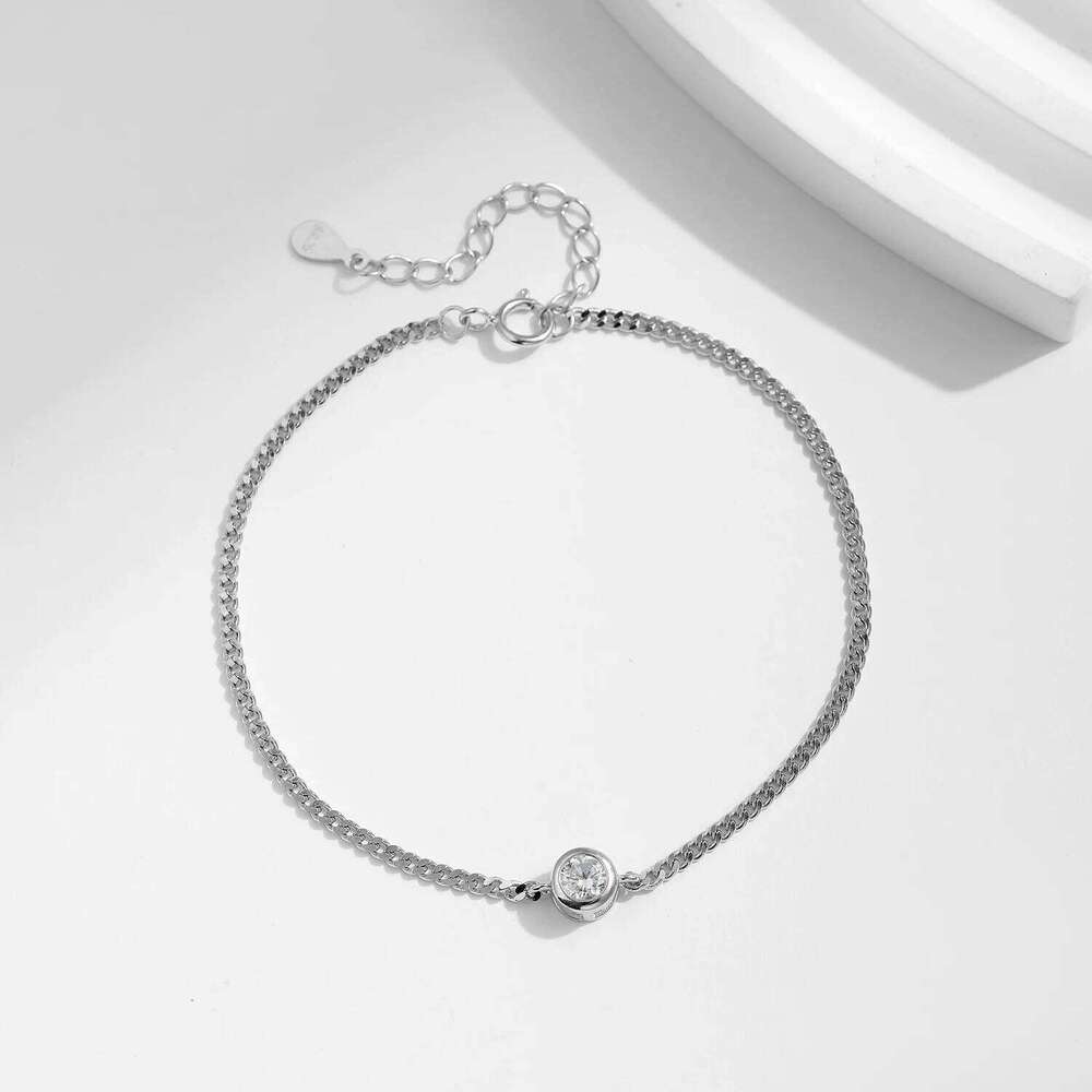 MODIAN 0.25CT Moissanite Bezel Setting For Women Diamond 925 Sterling Silver Elegant Chain Bracelet Wedding Jewelry Z260225
