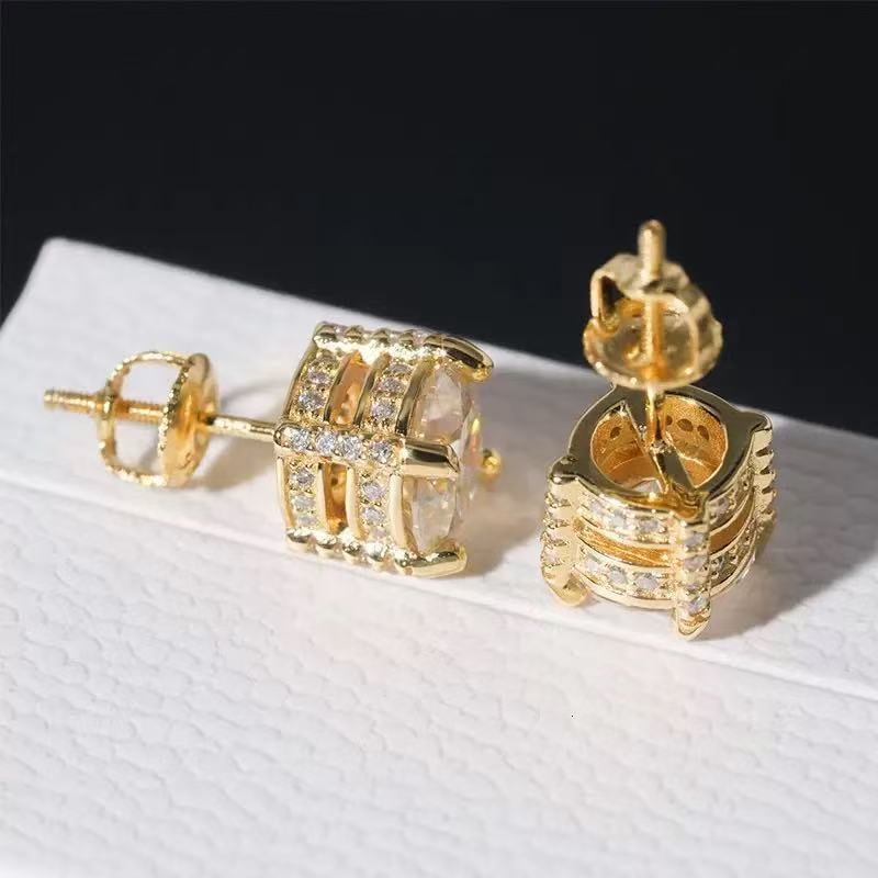 Fine Jewelry White Gold Plated Diamond Earrings Iced Out Silver 925 VVS Moissanite Women Men Hip Hop Fashion Earrings