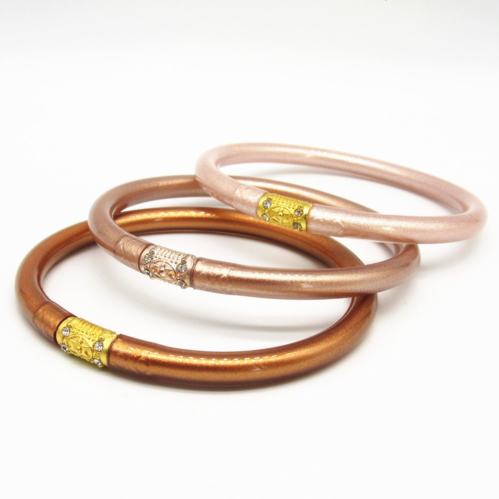 Best-selling gold Bracelet PVC Plastic Elastic Gold Foil Lacquer Hexagram Gold Powder Bangle Bracelet Set 240912