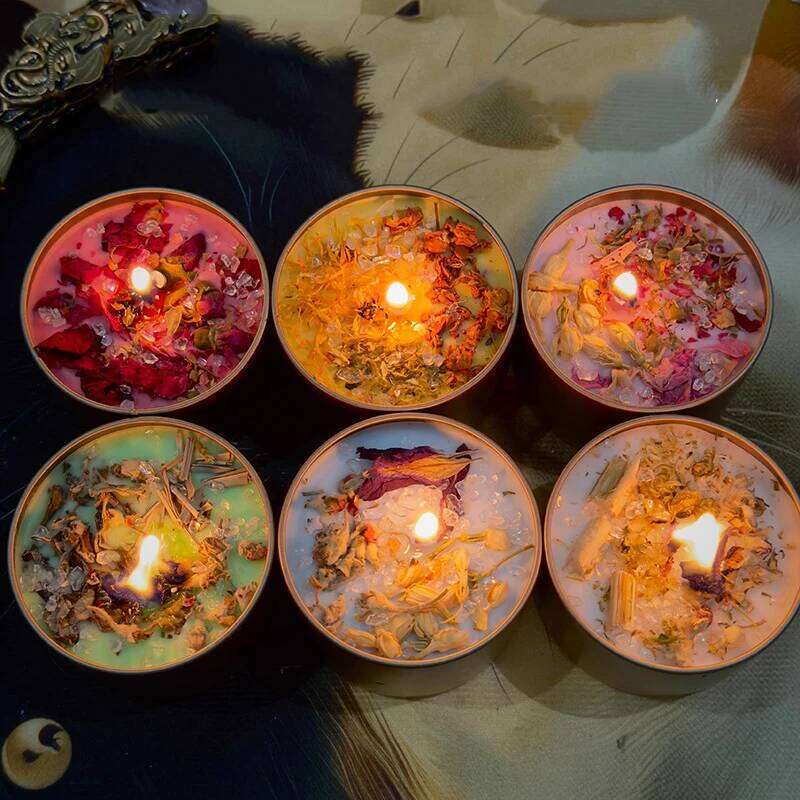 Crystal high-end iron cans, soy wax, dried floral wholesale scented candles, hand held gifts W260226