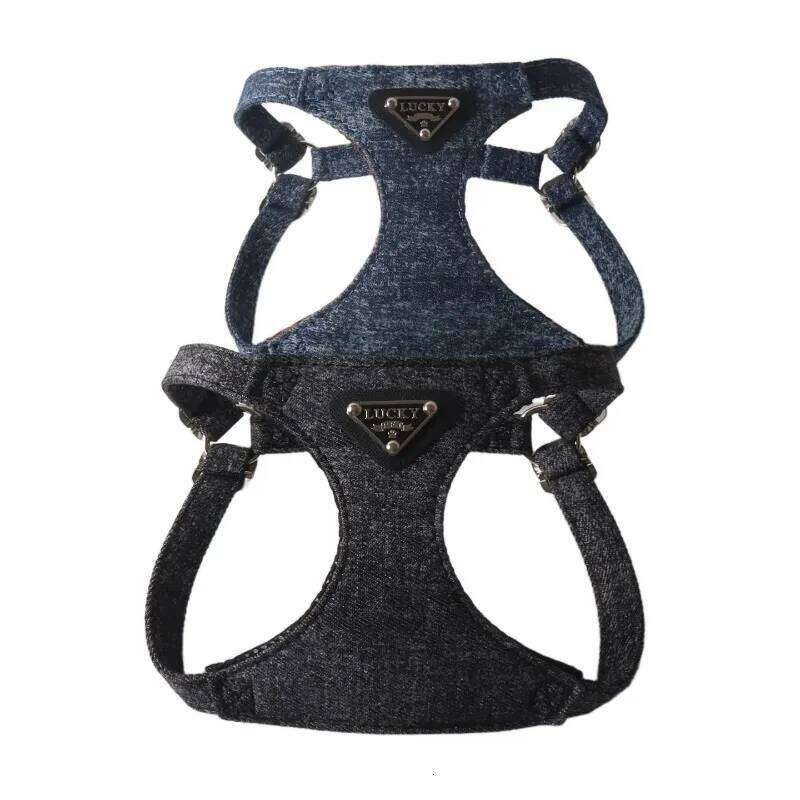 New Denim Dog Leash Set for Small and Medium Dogs Adjustable Harness Vest Pet Supplies Puppy Accessories