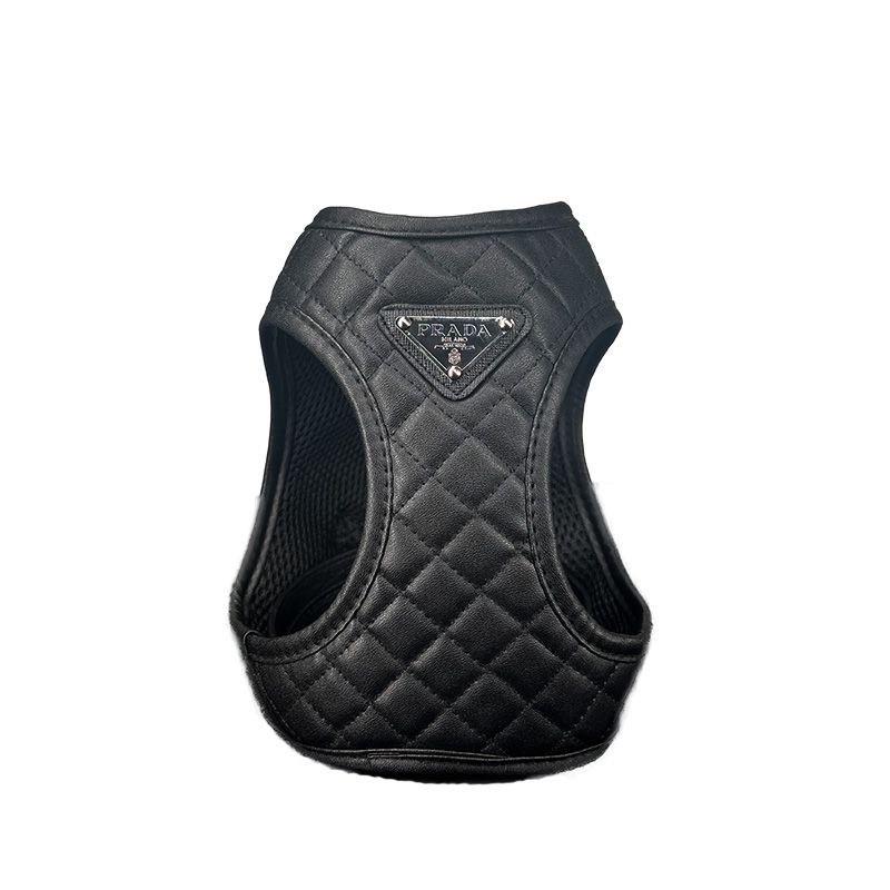 Pet Supplies Fashion Dog Collar and Harness Set PU Leather Step-in Vest with Classic Pattern for Medium Dogs Suitable for Holidays Everyday Outfits Br