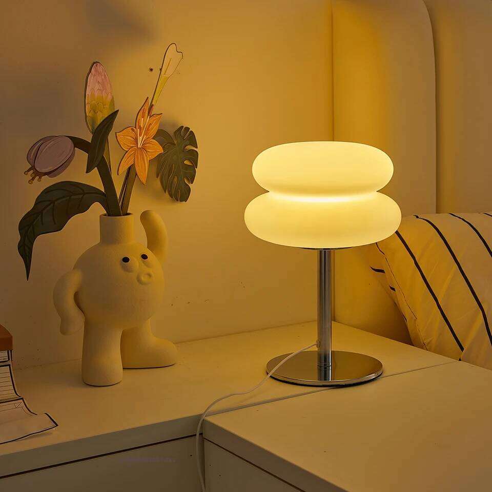 Bedroom bedside creamy style table lamp USB plug tri color dimming living room study atmosphere light H260225