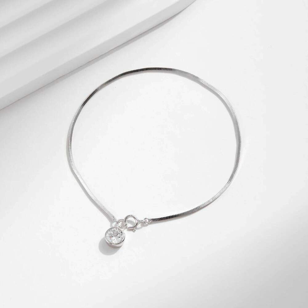 MODIAN 925 Sterling Silver Snake White Gold Sparkling Round CZ Charm Dainty Chain Bracelet for Women Jewelry Z260225